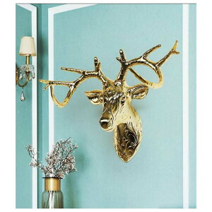 European 3D Deer Head Resin Home Statue �f�R �A�N�Z Wall Decor Hanging Statue A