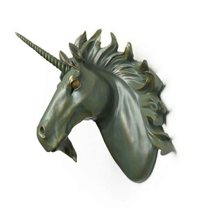 40CM Vintage Unicorn Head Wall Decoration Animal Art Sculpture Deer Statue Wall Hanger Res