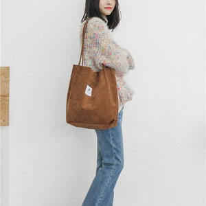High Capacity  Corduroy Tote Ladies Casual Shoulder  ܏ Reusable Shopping Be