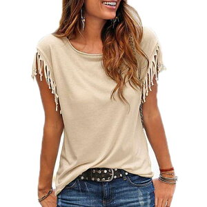 ���� �R�b�g�� Tassel �J�W���A�� T-�V���c �X���[�uless Solid �F Tees Short �X���[�u O-neck ����