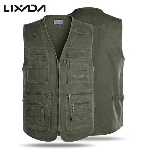 Lixada Fishing Vest Fishing Waistcoat Sleeveless Polyester cotton Jacket Multi-pockets for