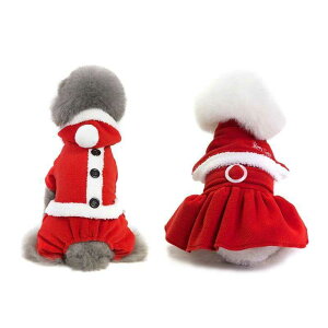 2 Types Christmas Pet Dog Clothes Costume Princess Dress Hat Apparel Puppy Warm Winter Pet