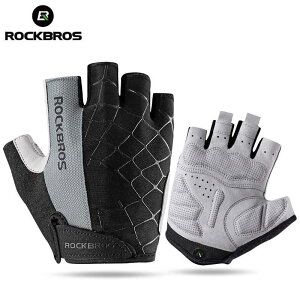 ROCKBROS �T�C�N�����O Bike Half Finger Gloves Shockproof �ʋC MTB �}�E���e�� ���]�� Gloves