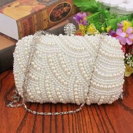 ファッション Luxury Crystal Pearl 白 Evening Clutch 鞄 女性 Elegant Minaudiere ハンドバッグ