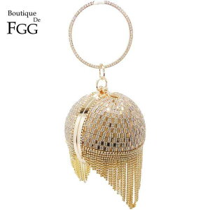 Golden �_�C�A�����h Tassel ���� Party Metal Crystal Clutches Evening Bags Wedding Bag Bridal