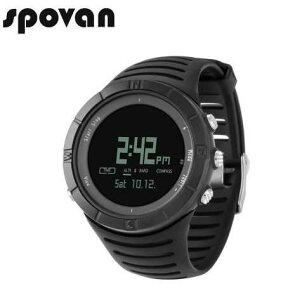 SPOVAN スポーツウォッチ メンズ 50m防水 アウトドア コンパス/高度計/ LEDバックライト 新品