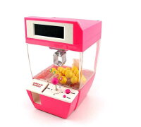 卓上UFOキャッチャー型電子目覚まし時計 ピンク ミニ 家庭用 クレーンゲーム おもちゃ 子供 アラーム 時計 Q076