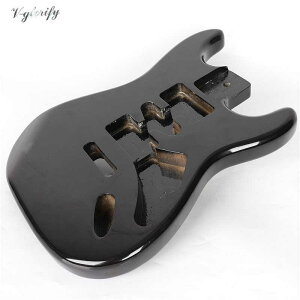 ST エレキギター ボディ 本体 メタリックブラック バスウッド