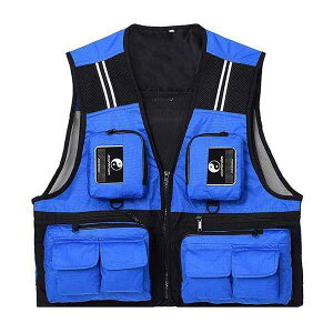 1377 Lixada Windproof Men's Outdoor Fishing Vest Waistcoat Sleeveless Mesh Fishing Jacket Multi ブルー Lサイズ