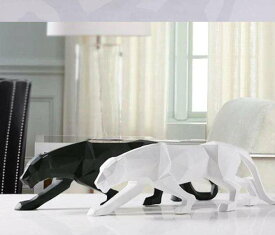 MUXIUWANJIA 現代抽象 ブラックパンサー 彫刻 樹脂 ヒョウ 像 野生生物の装飾 ギフト クラフト 飾り アクセサリー 家具 白 or 黒