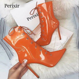 Perixir 2019新しいブーツ透明の厚いヒール女性の薄いヒール女性のブーツの女性セクシーな夏のパーティーブーツレースのブーツ