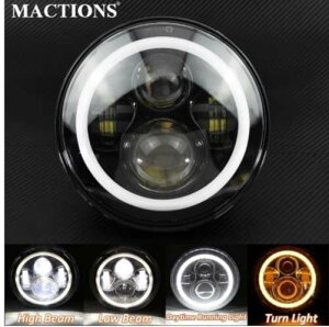 黒 7 Led ヘッドライト角度光ハーレーオートバイプロジェクター LED 電球ヘッドランプ H4 H13 オートバイライト