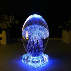 くらげLEDライト インテリア 癒し クラゲ クリスタルランプ ブルー ナイトライト 照明3Dフィッシュ まるで本物！水族館