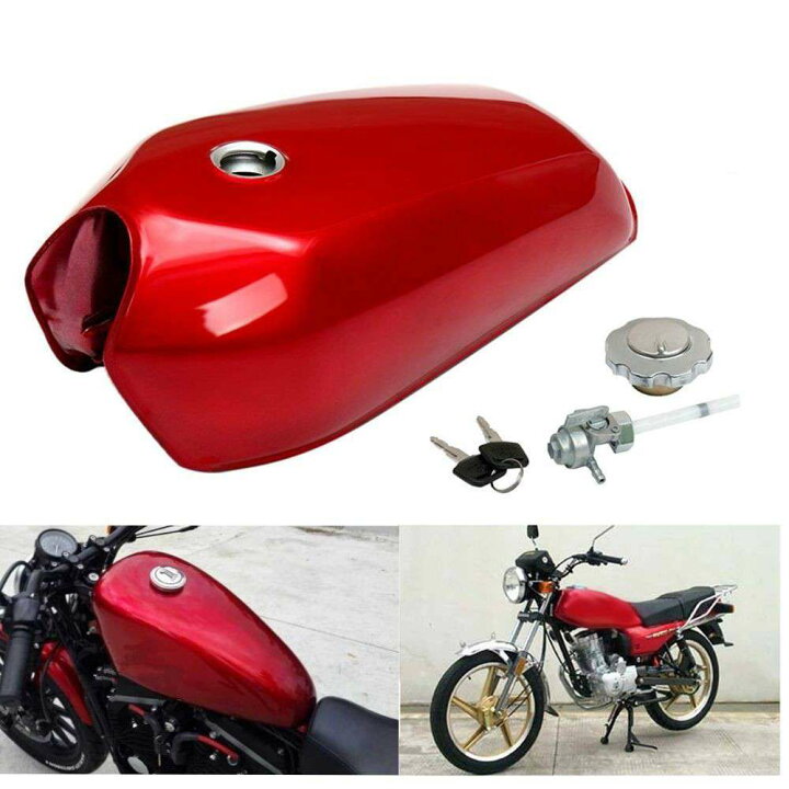 楽天市場】ユニバーサル オートバイ 9L 燃料タンク 【レッド】鉄製 