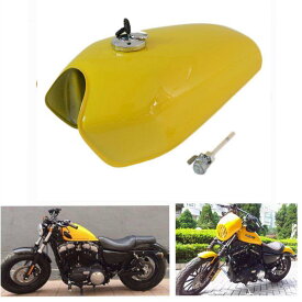 ユニバーサルオートバイ黄色9リットル燃料ガスタンクカフェレーサーで鉄キャップスイッチ用ホンダcg125 CG125S cg250塗料厚い