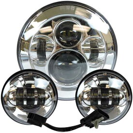 LED ヘッドライト7インチ ヘイローフォグライト4.5インチ 色クローム ツーリング ダイナ ソフテイル ハーレー