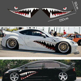 2X DIY サメの口 歯 グラフィックス PVC 車 ステッカー デカール 車 防水