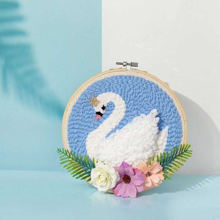 楽天市場】刺繍作成キット ハンドクラフト ニット ウール 白鳥 