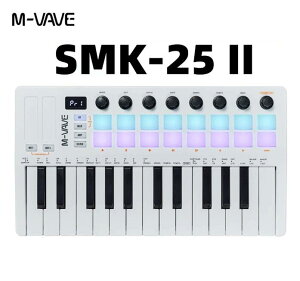 M-VAVE SMK-25 II Bluetooth�Ή� 25�� MIDI�L�[�{�[�h�R���g���[���[ USB�[�d�� RGB�h�����p�b�h����