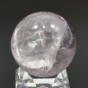 アメジスト 丸玉 置物 紫水晶 アイリスクォーツ ラベンダーアメジスト 直径45mm 台座付き 一点物 虹入り紫水晶 レインボーアメジスト スフィア ラウンド 天然石 パワーストーン