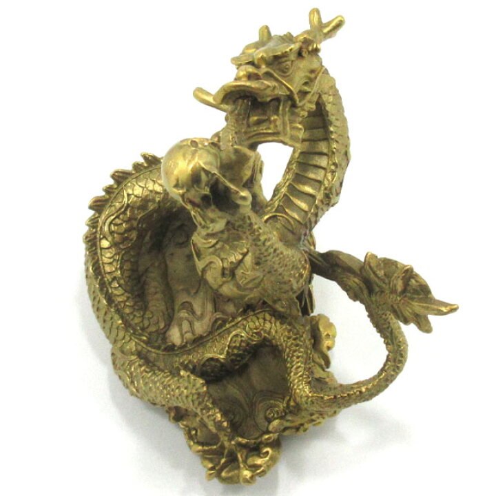 楽天市場】龍の置物 風水 玉を掲げる龍 銅製 大サイズ 高さ約18cm 
