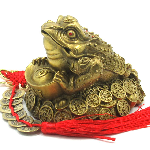 楽天市場】風水 蛙 置物 カエル 三本足 銅製 かえる 三本脚の蛙 六帝銭