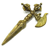 プルパ カルタリ 一体型 独鈷杵 長さ約15cm 真鍮 金剛杵 金剛杭 金剛斧 宝斧 剣 曲刀 ブルパ とっこしょ …