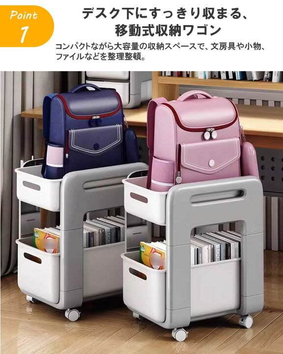10 OFF限定クーポン デスクワゴン デスク下収納 キャスター付き スリム 省スペース 収納ラック コンパクト 2段ワゴン サイドワゴン サイドラック 小物収納 本棚 書類整理 教科書収納 マガジンラック オフィスワゴン 北欧 おしゃれ 書斎収納 ワークデスク