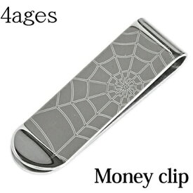 【アクセサリー】 蜘蛛の巣デザインマネークリップ / 財布 札 カード ステンレス シルバー 挟む 持ち歩き シンプル かっこいい