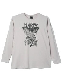 大きいサイズ メンズ カジュアルインナー カット長袖クルーネック プリントロングTシャツ（ミリタリーイーグル） ベージュ 6L 3L 4L 5L ポリエステル 綿 大きいサイズ のお店 フォーエル【カジュアル】プチプラ長袖 Tシャツ プリントTシャツ ロンT