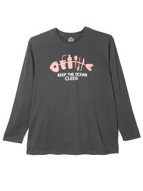 大きいサイズ メンズ カジュアルインナー カット長袖クルーネック プリントロングTシャツ（メッセージ） ブラック 6L 3L 4L 5L ポリエステル 綿 大きいサイズ のお店 フォーエル【カジュアル】プチプラ長袖 Tシャツ プリントTシャツ ロンT