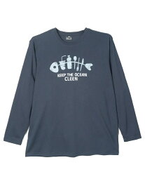 大きいサイズ メンズ カジュアルインナー カット長袖クルーネック プリントロングTシャツ（メッセージ） ネービー 6L 3L 4L 5L ポリエステル 綿 大きいサイズ のお店 フォーエル【カジュアル】プチプラ長袖 Tシャツ プリントTシャツ ロンT