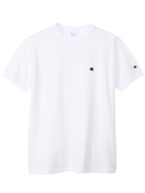 メンズカジュアルインナー カット半袖クルーネッ Champion　ワンポイントカノコTシャツ ホワイト 3L 4L 5L 綿 夏