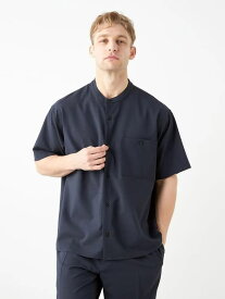 大きいサイズ メンズ半袖ワイシャツ その他 エルフォ EL.FO UW P100 ストレッチ 吸汗速乾 カチオン 無地 オーバーシャツ ネイビー 3L 4L 5L ポリエステル 夏 大きいサイズの店 フォーエル