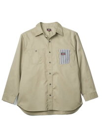 大きいサイズ メンズ DICKIES Dickies ディッキーズ アメカジ カジュアルインナー シャツ 長袖レギュラー ツイルワークシャツ ベージュ 3L 4L 5L ポリエステル 綿 春 大きいサイズの店 フォーエル