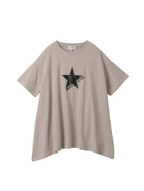 レディースニット・カットソー カット半袖Tシャツ CONVERSE　フレアチュニック C．グレー 3L 4L 5L 綿 ポリエステル ナイロン 夏