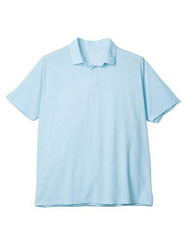 メンズカジュアルインナー シャツ半袖ポロ FILA　冷感ボーダーメッシュポロシャツ サックス 3L 4L 5L ナイロン ポリエステル ポリウレタン 夏