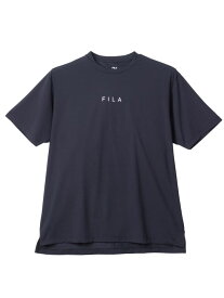 メンズカジュアルインナー カット半袖クルーネッ FILA　冷感ボーダーメッシュTシャツ ブラック 3L 4L 5L ナイロン ポリエステル ポリウレタン 夏