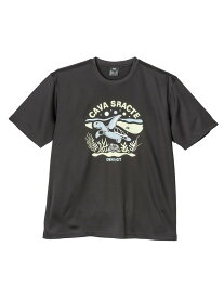 大きいサイズ メンズカジュアルインナー カット半袖クルーネック ドライメッシュ半袖プリントTシャツ(タートル) ブラック 3L 4L 5L 6L ポリエステル 夏 大きいサイズの店 フォーエル