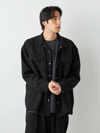 メンズカジュアルインナー シャツ長袖レギュラー TSC モードストレッチオーバーシャツ ブラック 3L 4L 5L 6L ポリエステル 秋 大きいサイズの店 フォーエル