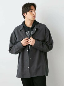 メンズカジュアルインナー シャツ長袖レギュラー TSC モードストレッチオーバーシャツ C.グレー 3L 4L 5L 6L ポリエステル 秋 大きいサイズの店 フォーエル