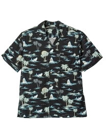 大きいサイズ メンズカジュアルインナー シャツ半袖ワンナップ レーヨンアロハシャツ ブラック 3L 4L 5L 6L レーヨン 夏 大きいサイズの店 フォーエル