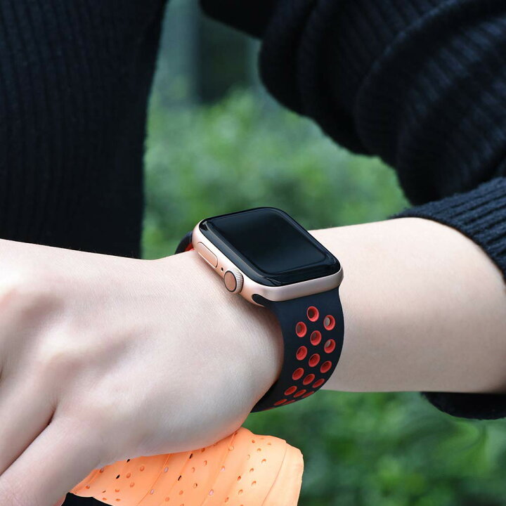 楽天市場】Apple Watch 穴 スポーツバンド(シアン＆ブラック) : 4MiLi