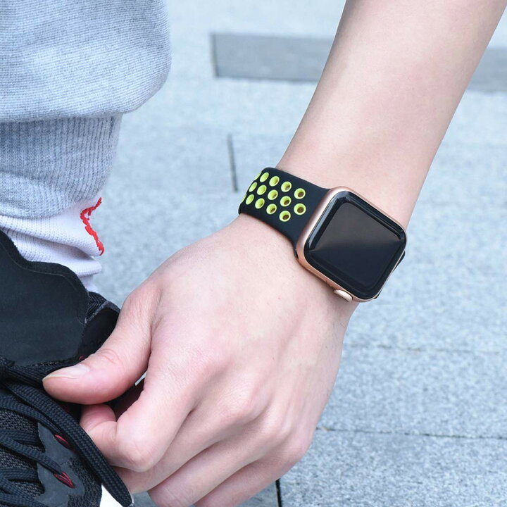 楽天市場】Apple Watch 穴 スポーツバンド(シアン＆ブラック) : 4MiLi