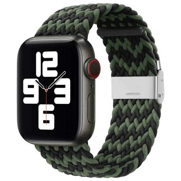 楽天市場】Apple Watch 調整可能 ブレイデッドソロループ （Wブラック 