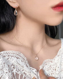 Bright Crystal Earrings & Necklace (2color) 単品, セット