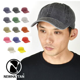 newhattan キャップ メンズ レディース ピグメント ウォッシュ 無地 ローキャップ 6パネル 定番 シンプル [M便 1/1]