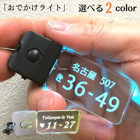 充電式　名入れ【期間限定5倍】おでかけライト　■光る　ナンバープレート　キーホルダー　LED　かっこいい　おしゃれ　車　自動車　カーナンバー　USB　車好き　誕生日　結婚祝い　プレゼント　メモリアル　ギフト　名入れ　散歩　おでかけ　交通安全　納車記念　父の日