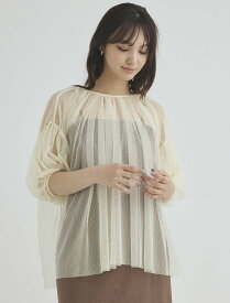 フィフス fifth ドットチュールギャザーブラウス レディース トップス シャツ チュール 透け感 ギャザーデザイン 20代 30代 40代【送料無料】