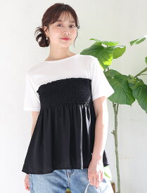 フィフス fifth 異素材シャーリングドッキングTシャツ レディース トップス Tシャツ カットソー 【送料無料】